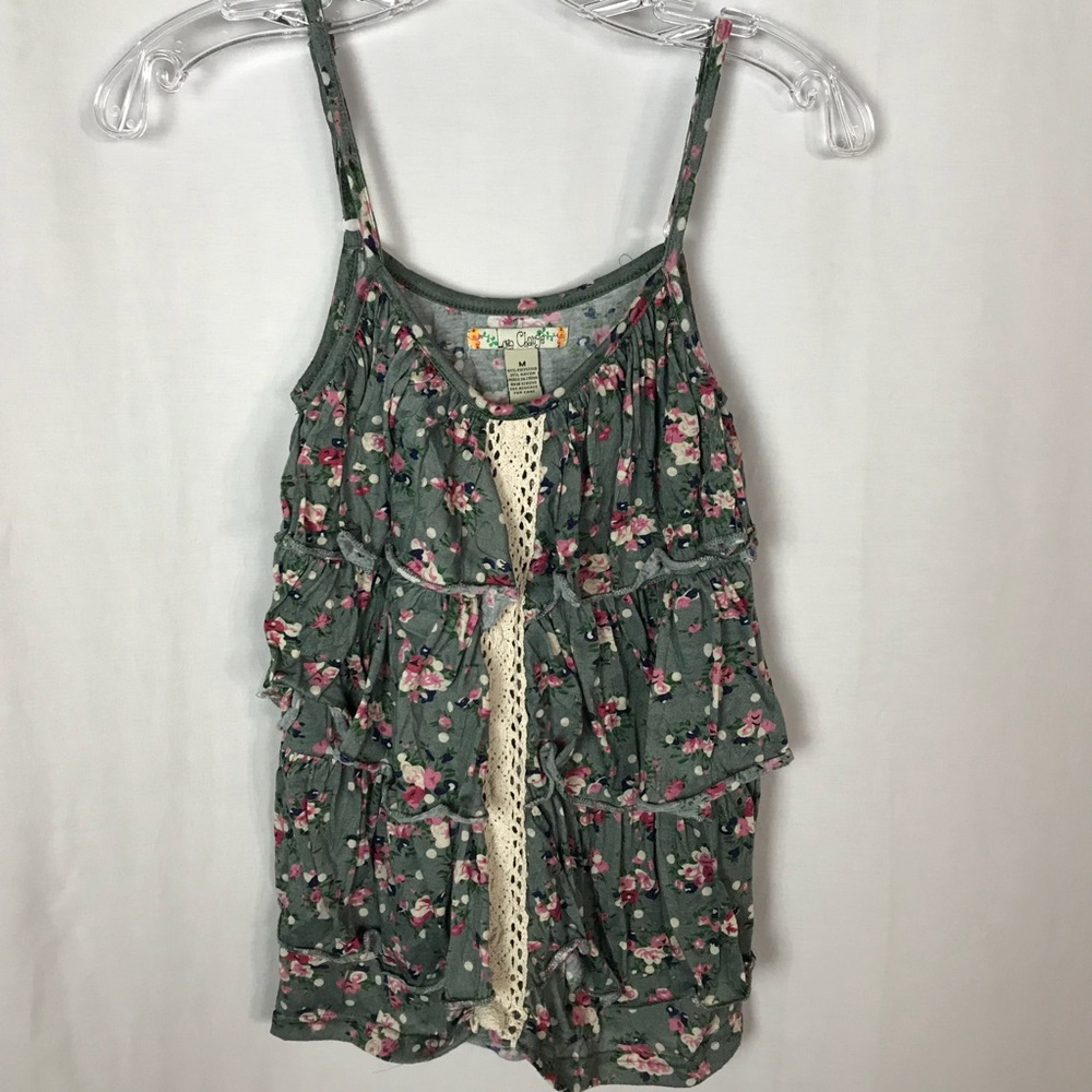 Love Change Floral Ruffle Tiered Tank Top Size M